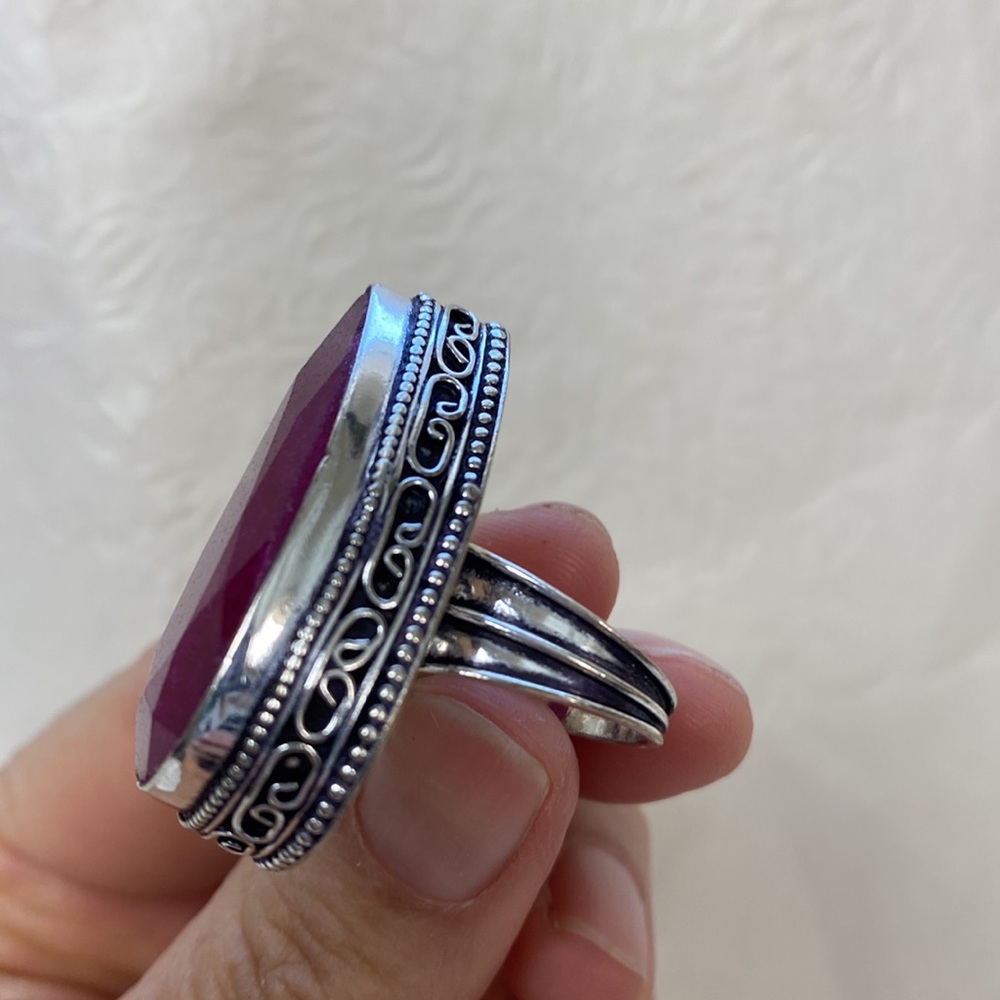New Mozambique Ruby Silver Ring Gemstone Filigree… - image 4